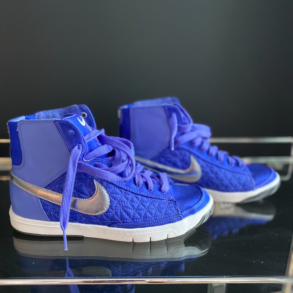 New Nike Blazer Mid Sneakers Blue Silver